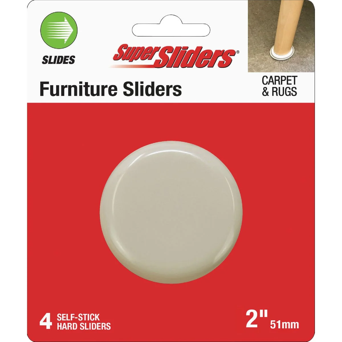 Premium Material Super Sliders 2-1 4 In. Beige Round Hard Furniture Sliders 4-Pack Trusted