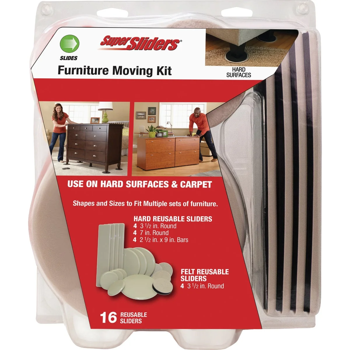 Elegant Super Sliders Furniture Glide Moving Kit 16-Piece Natural