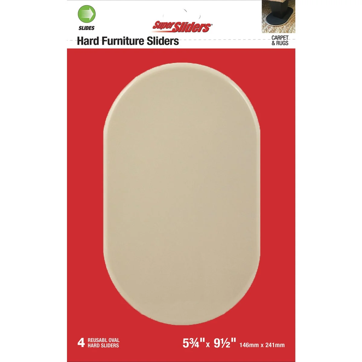 High-Grade Super Sliders 5-3 4 In. x 9-1 2 In. Beige Oval Hard Furniture Glides 4-Pack Smart