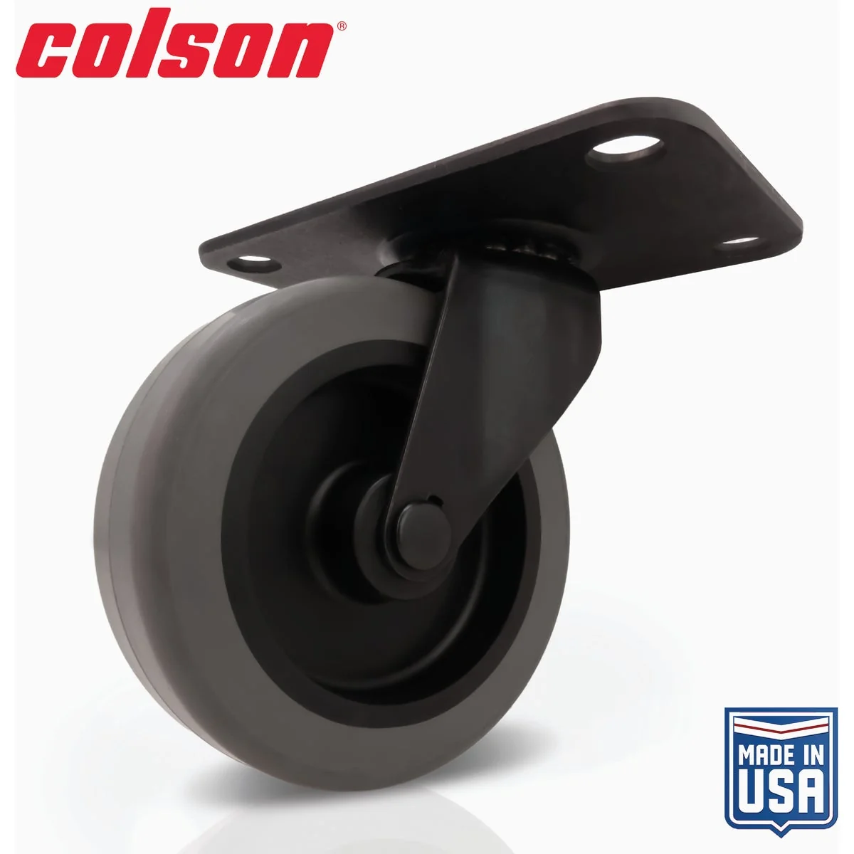 Selected Colson 3 In. Gray TPR Black Swivel Plate Caster Optimized