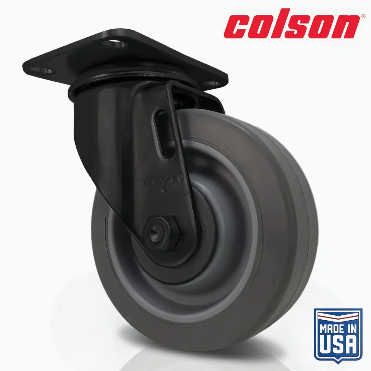 Minimalist Colson 4 In. Gray TPR Black Swivel Plate Caster Sustainable