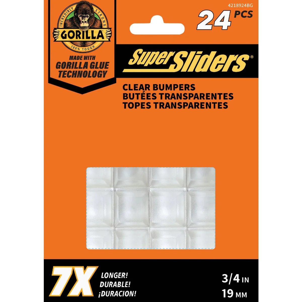 Stylish Super Sliders Gorilla Glue 3 4 In. Square Clear Furniture Wall Bumpers 24-Pack Next-Generation