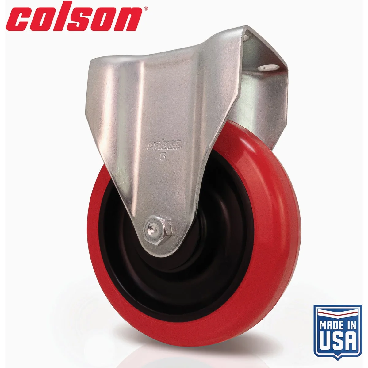 Casual Colson 5 In. Red Polyurethane Rigid Plate Caster Specialty