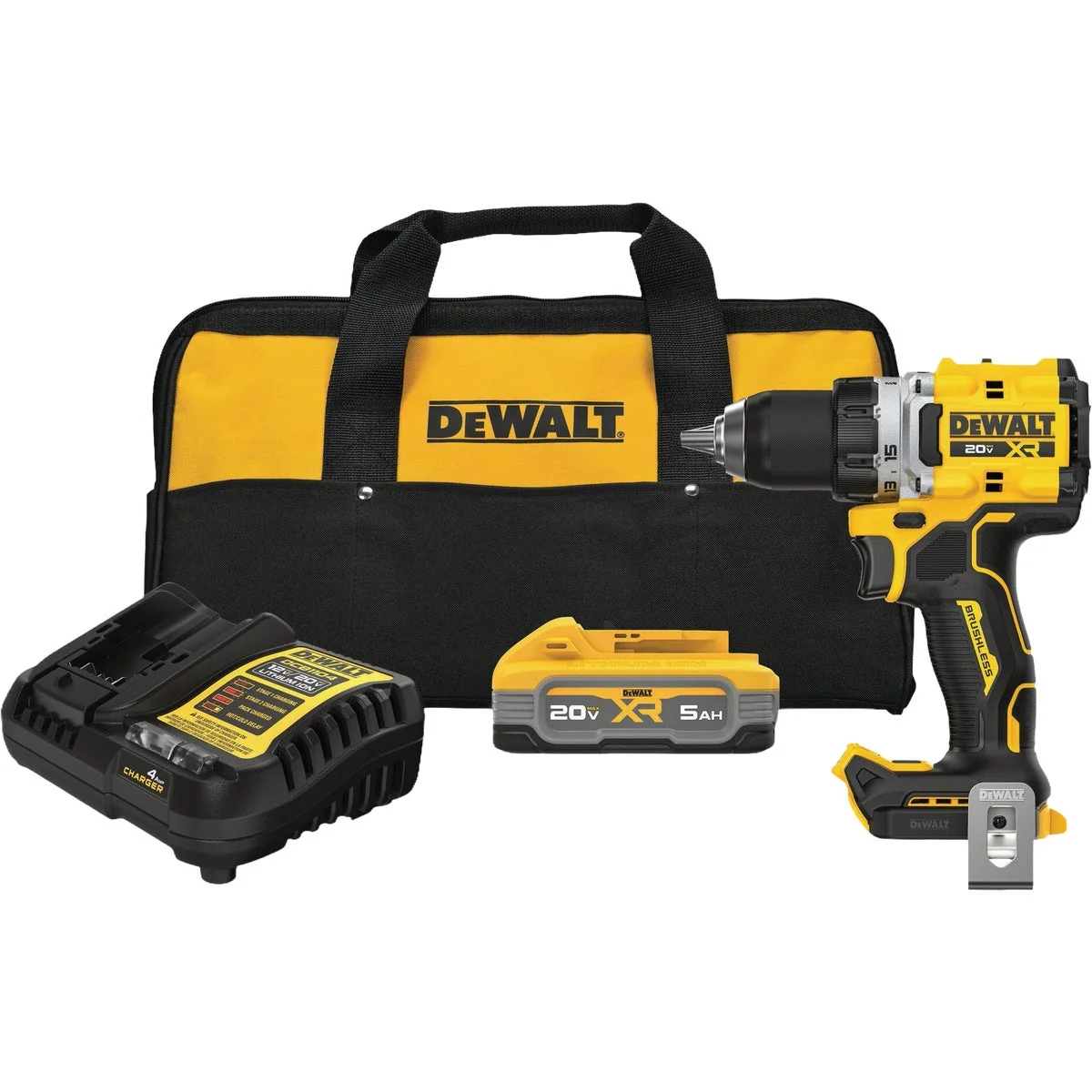Natural DEWALT 20V MAX XR 1 2 In. Brushless Cordless Drill Driver Kit with 5.0 Ah POWERSTACK Battery Charger Comfortable