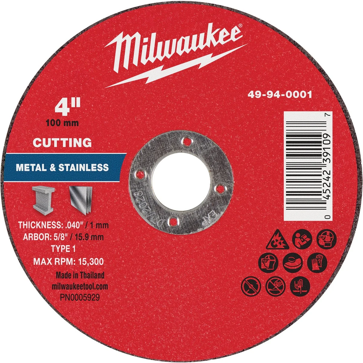 Functional Milwaukee Type 1 4 In. x 0.040 In. x 5 8 In. Metal Cut Off Wheel Pure