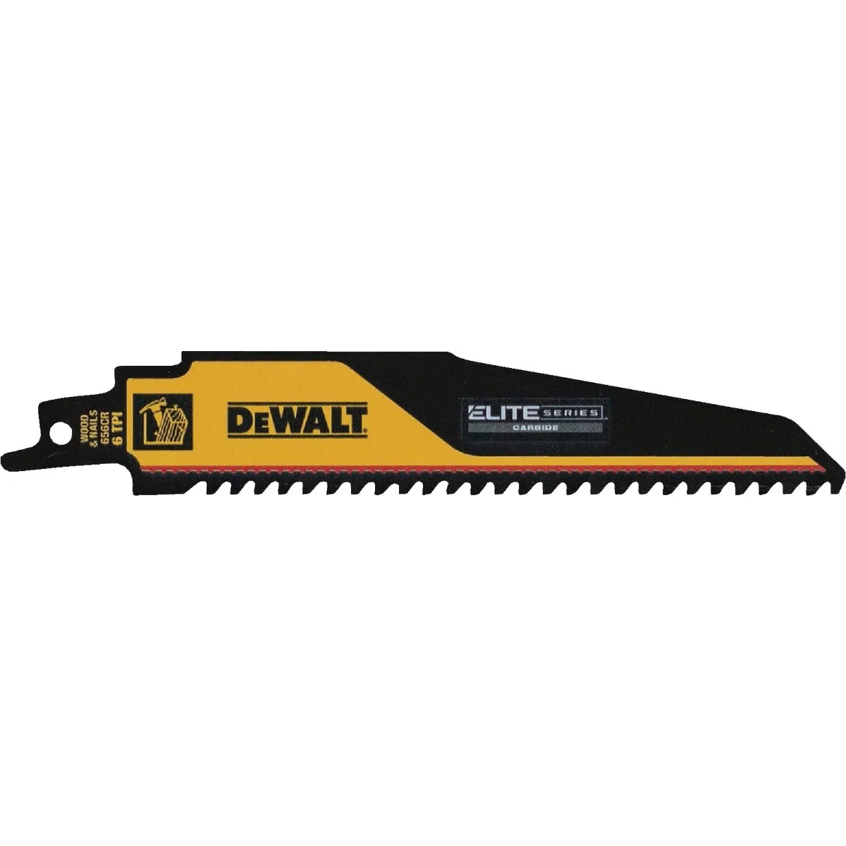 Powerful DEWALT Elite Series 6 In. 6 TPI Wood with Nails Demolition Reciprocating Saw Blade Natural
