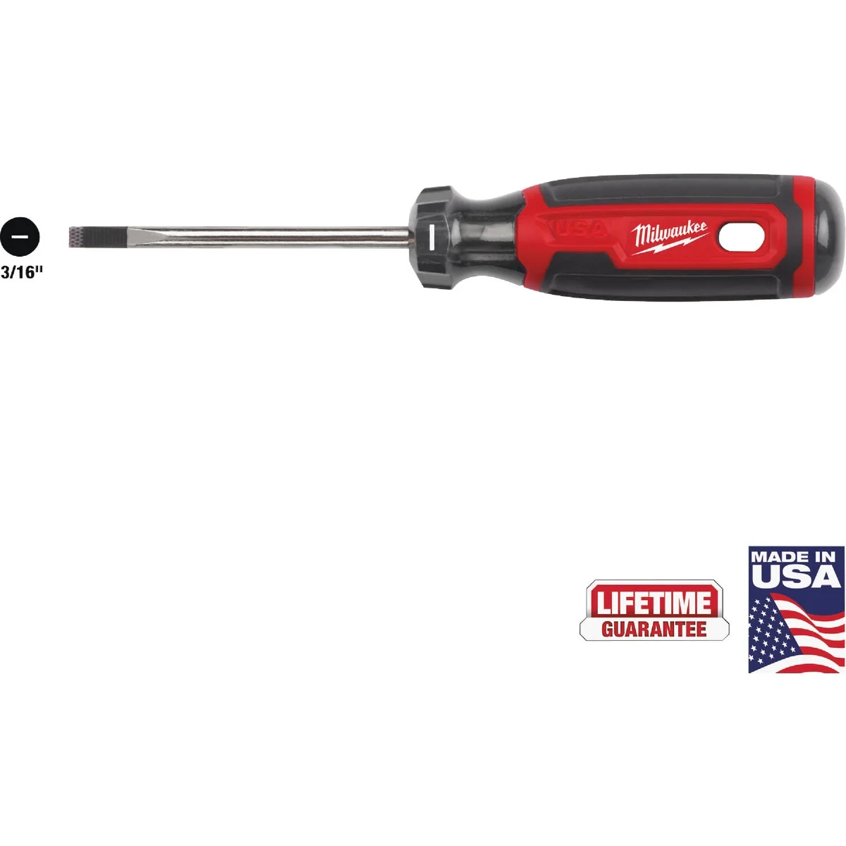 Top-Quality Milwaukee 3 16 In. x 3 In. Cushion Grip Cabinet Tip Slotted Screwdriver USA Premium Material
