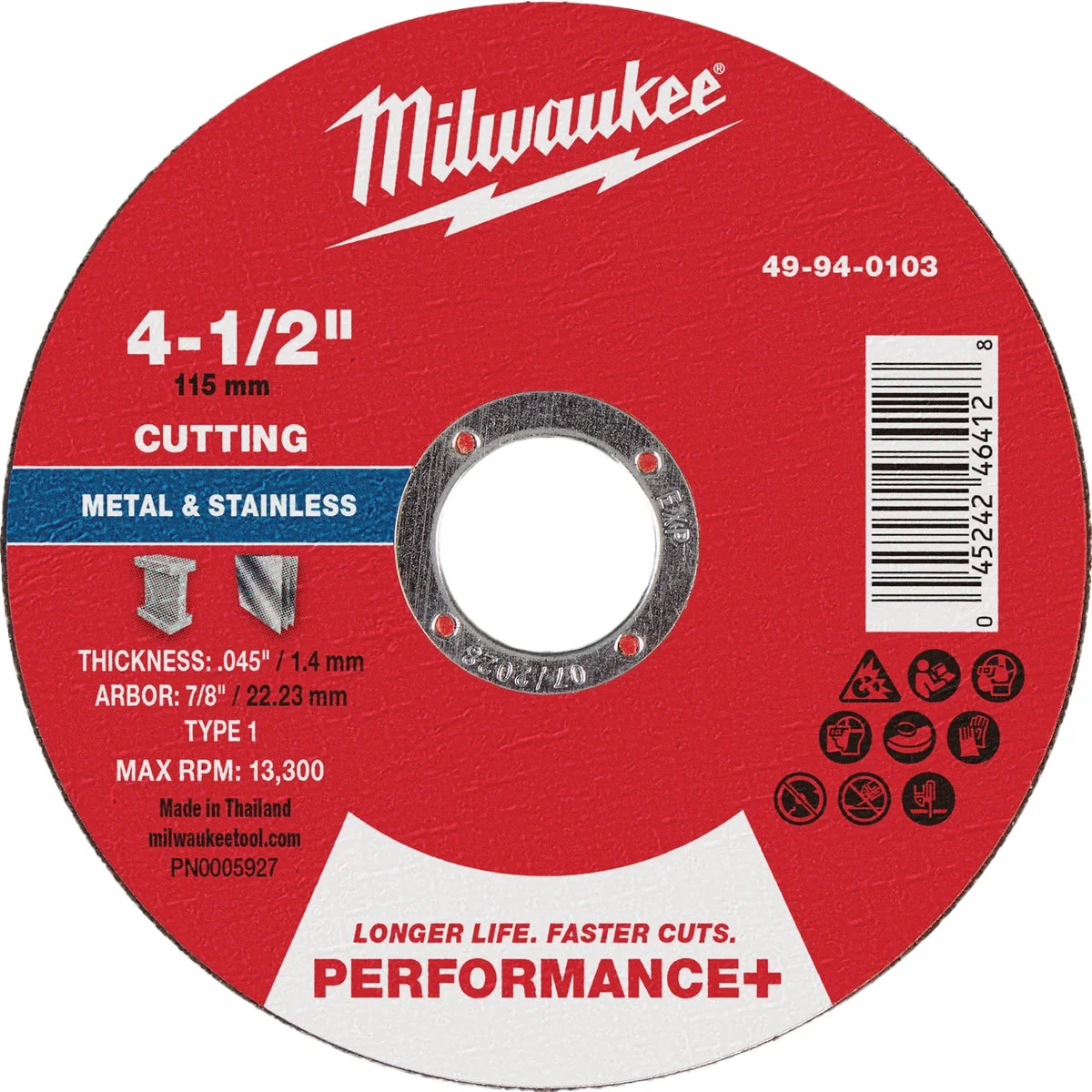 Innovative Milwaukee Type 1 4-1 2 In. x .045 In. x 7 8 In. Performance-Plus Metal Cut-Off Wheel Smart