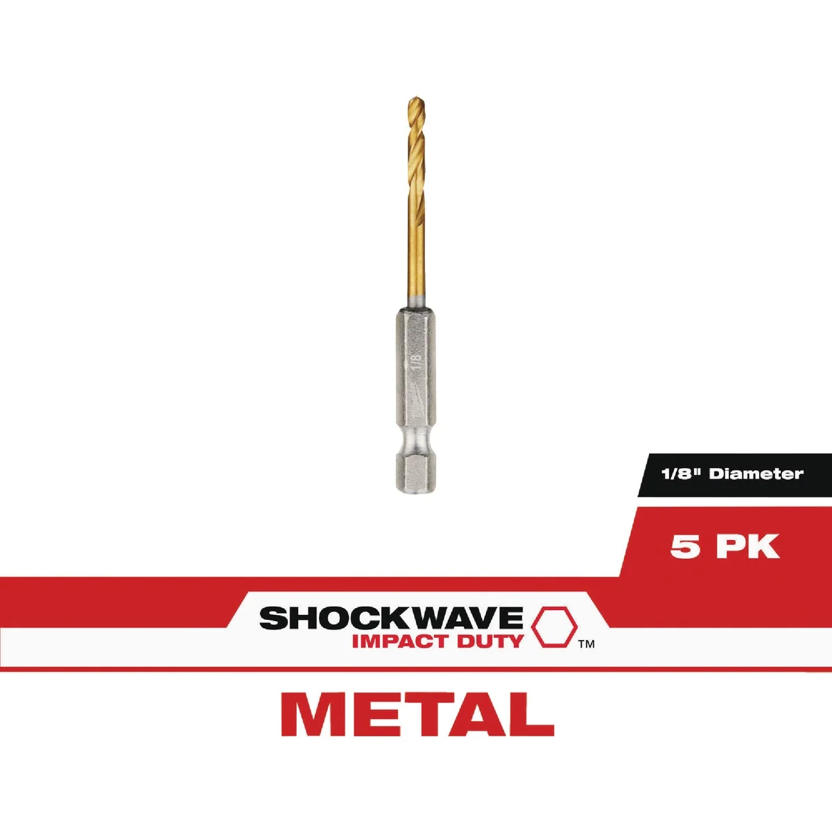 Casual Milwaukee SHOCKWAVE RED HELIX Impact Duty 1 8 In. Titanium Hex Shank Drill Bit 5-Pack Sustainable
