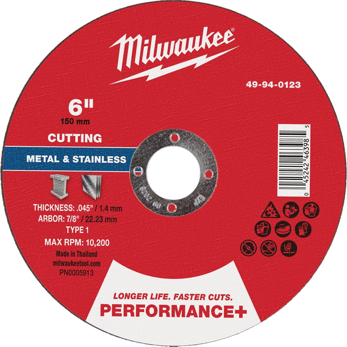 Carefully Designed Milwaukee Type 1 6 In. x .045 In. x 7 8 In. Performance-Plus Metal Cut-Off Wheel Refined