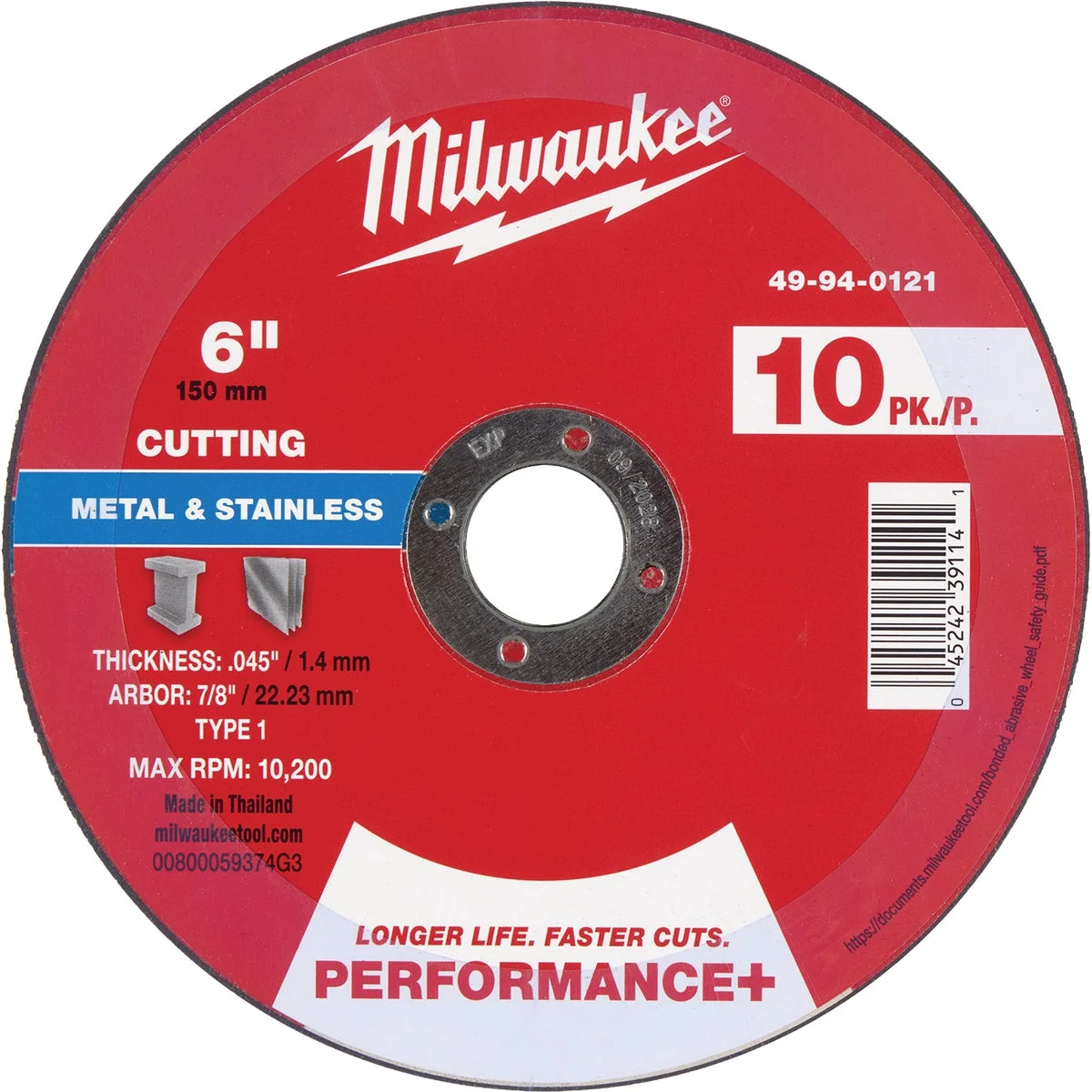 High-Grade Milwaukee Type 1 6 In. x 0.045 In. x 7 8 In. Performance Metal Cut Off Wheel World-Class