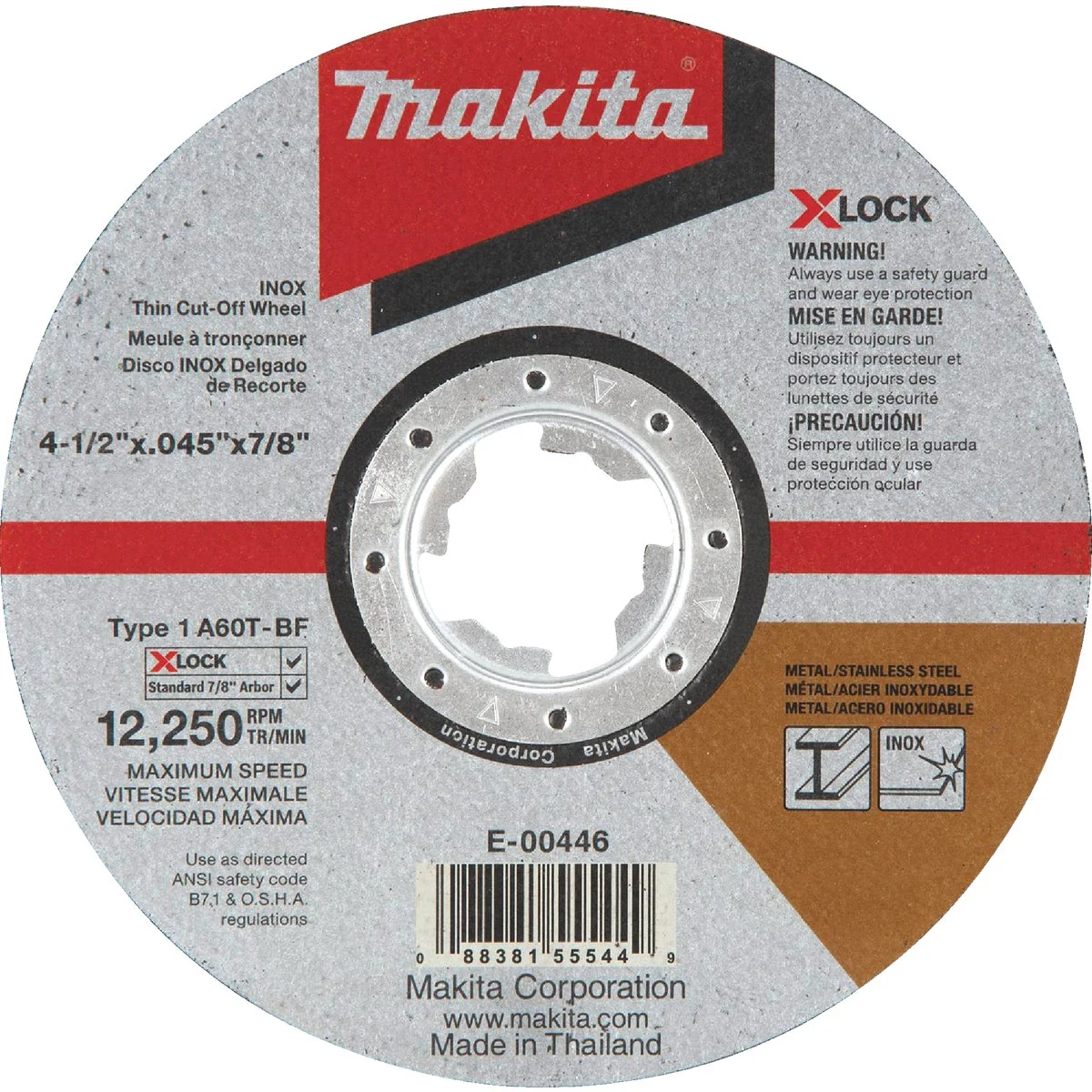 Consistent Makita X-LOCK Type 1 4-1 2 In. x 0.045 In. x 7 8 In. Metal Thin Cut-Off Wheel Breathable
