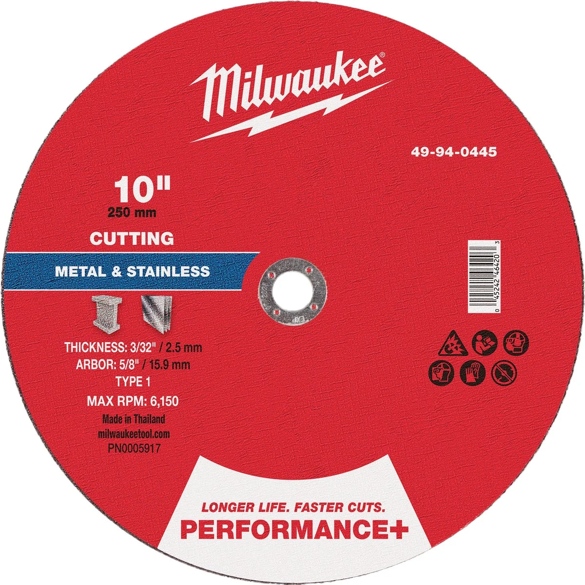 Lightweight Milwaukee Type 1 10 In. x 3 32 In. x 5 8 In. Performance-Plus Metal Cut-Off Wheel Innovative