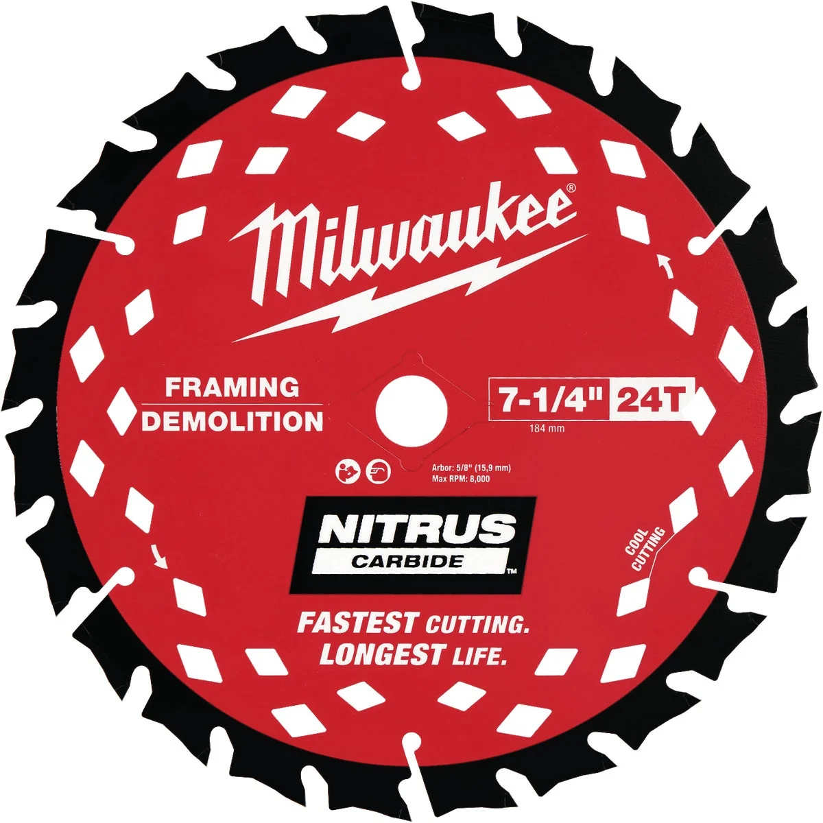 Unique Milwaukee NITRUS 7-1 4 In. 24-Tooth Framing Demolition Circular Saw Blade 10-Pack Solid
