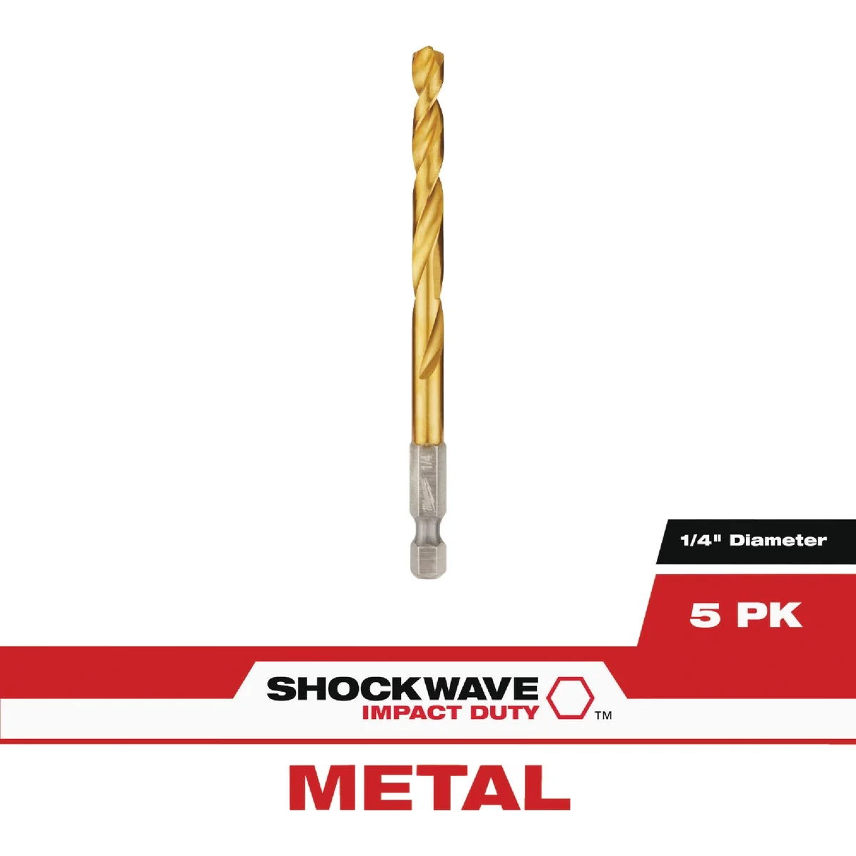 High-Performance Milwaukee SHOCKWAVE RED HELIX Impact Duty 1 4 In. Titanium Hex Shank Drill Bit 5-Pack Pure