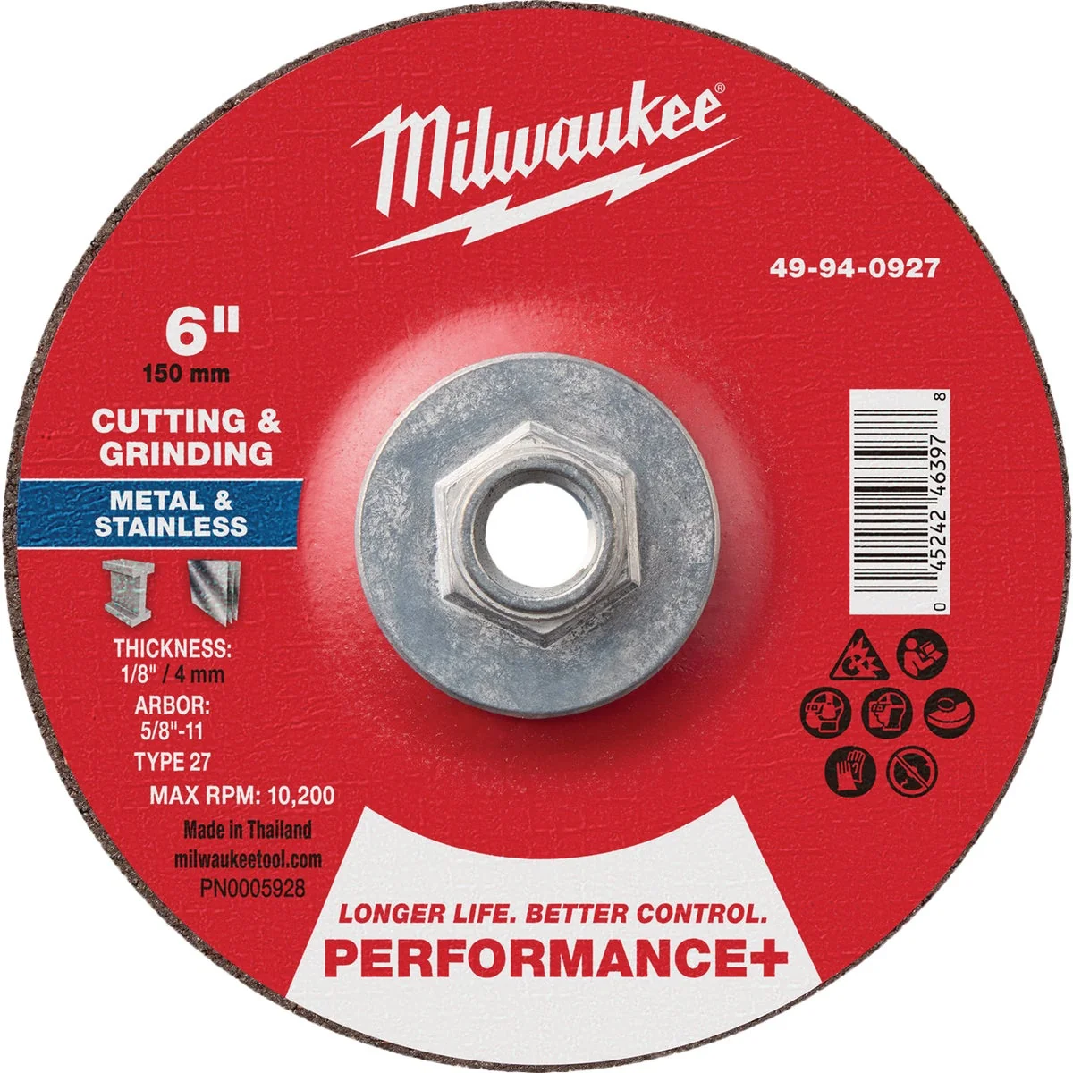 Efficient Milwaukee Type 27 6 In. x 1 8 In. x 5 8 In.-11 Performance-Plus Dual Metal Cut Grind Wheel Prestigious