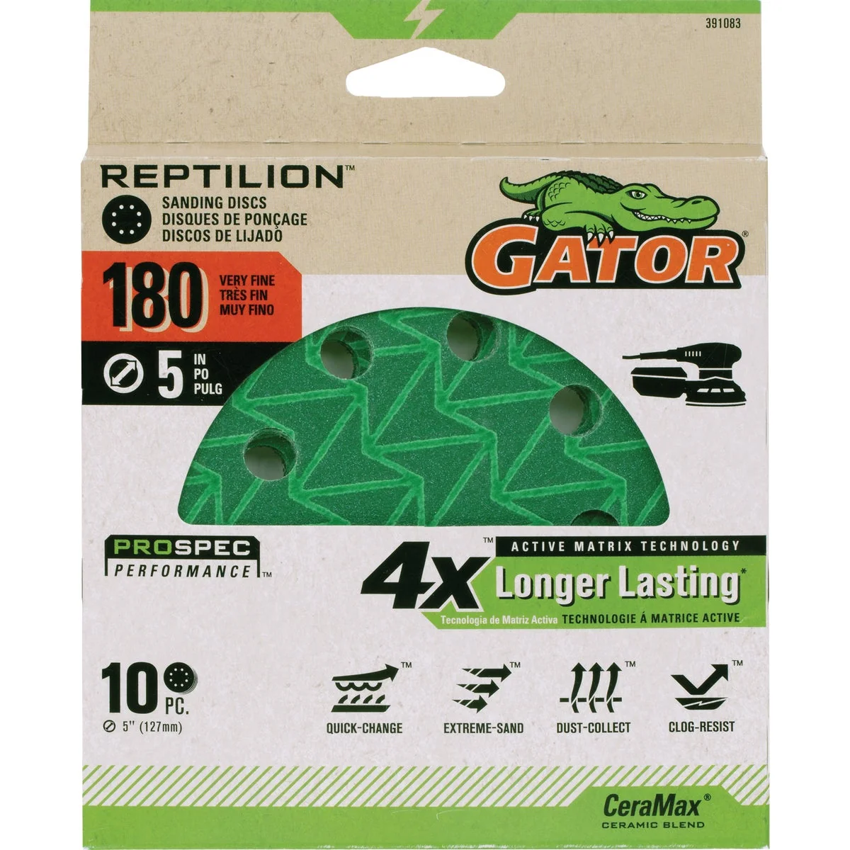 Optimized Gator Reptilian 5 In. 8-Hole 220-Grit Sanding Disc 10-Pack Durable