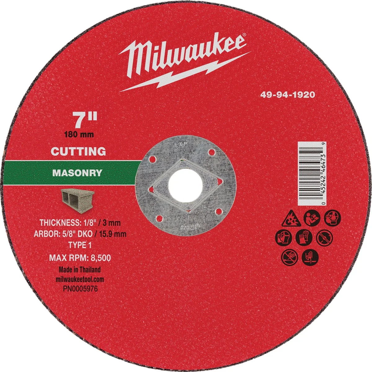 Solid Milwaukee Type 1 7 In. x 1 8 In. x 5 8 In. DKO Masonry Cut-Off Wheel Fast