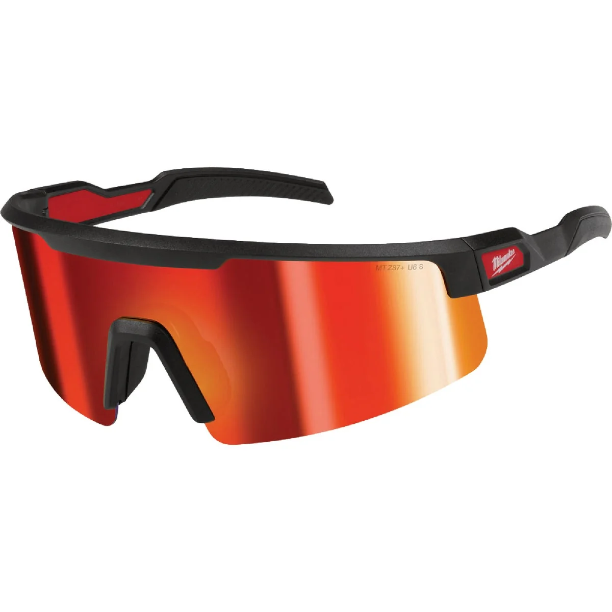 Enhanced Milwaukee Wrap Around Safety Glasses with Red-Mirrored Anti-Scratch Lenses Comfortable