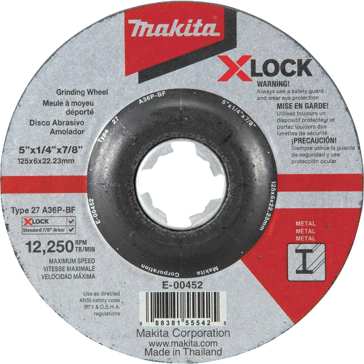 Dependable Makita X-LOCK Type 27 5 In. x 1 4 In. x 7 8 In. Metal Grinding Cut-Off Wheel Premium