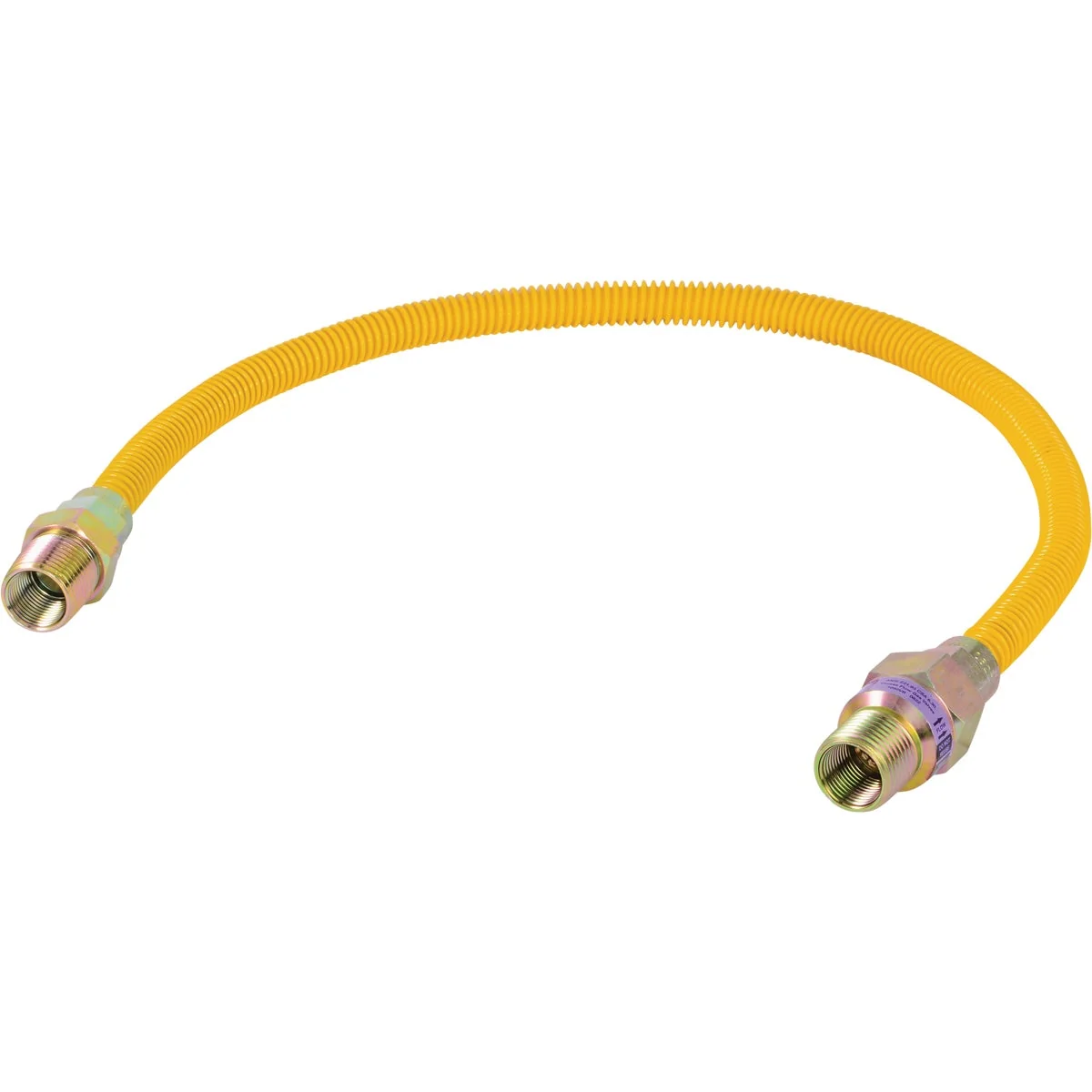 First-Class Eastman 3 8 In. OD x 24 In. 1 2 In. MIP Tapped 3 8 In. FIP x 1 2 In. MIP Tapped 3 8 In. FIP Coated Stainless Steel Gas Connector with ArmorBoost Excess Flow Valve Solid