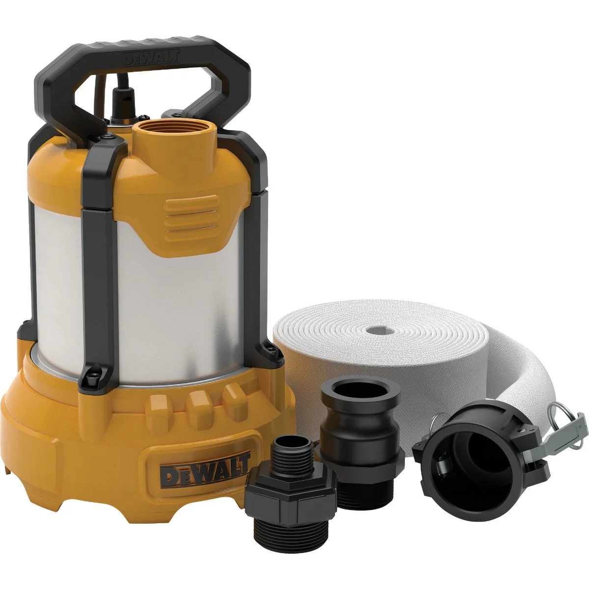 Consistent DEWALT 1 3 HP Cast Aluminum Submersible Utility Pump with Industrial Hose Kit Genuine