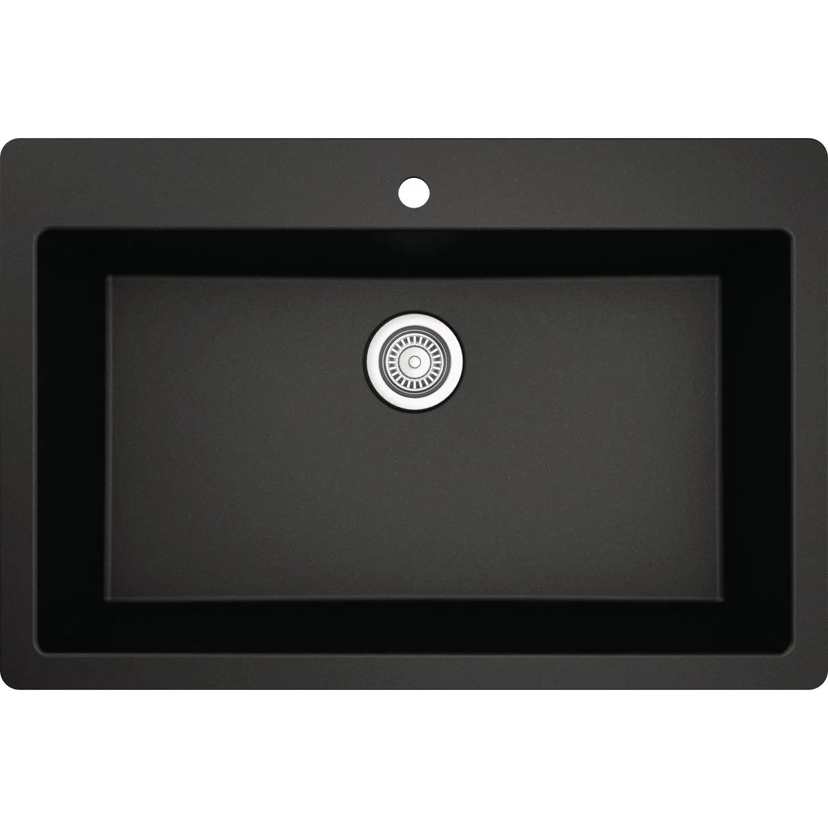 Innovative Karran 33 In. x 22 In. Black Quartz Drop-In Single Bowl Kitchen Sink Fine Crafted