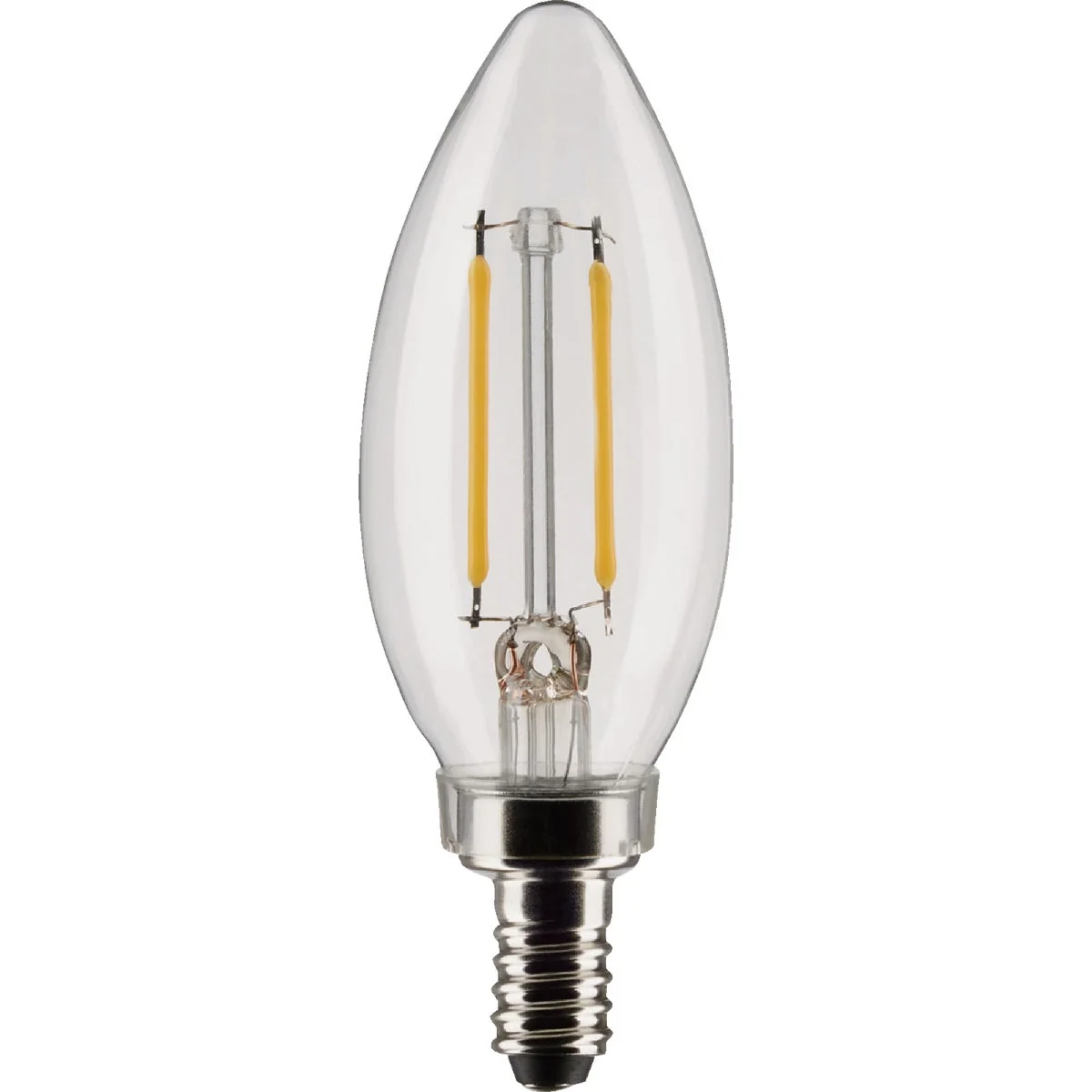 Professional Satco 25W Equivalent Warm White B11 Candelabra Traditional LED Decorative Light Bulb 2-Pack Smooth