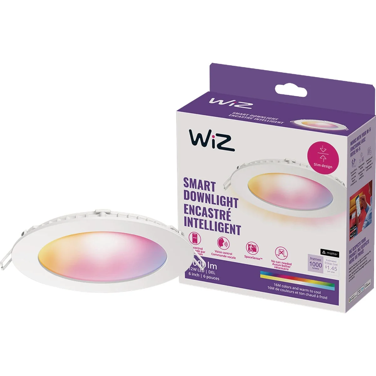 Versatile Wiz 6 In. New Construction Remodel LED Color Canless Smart Downlight Contemporary