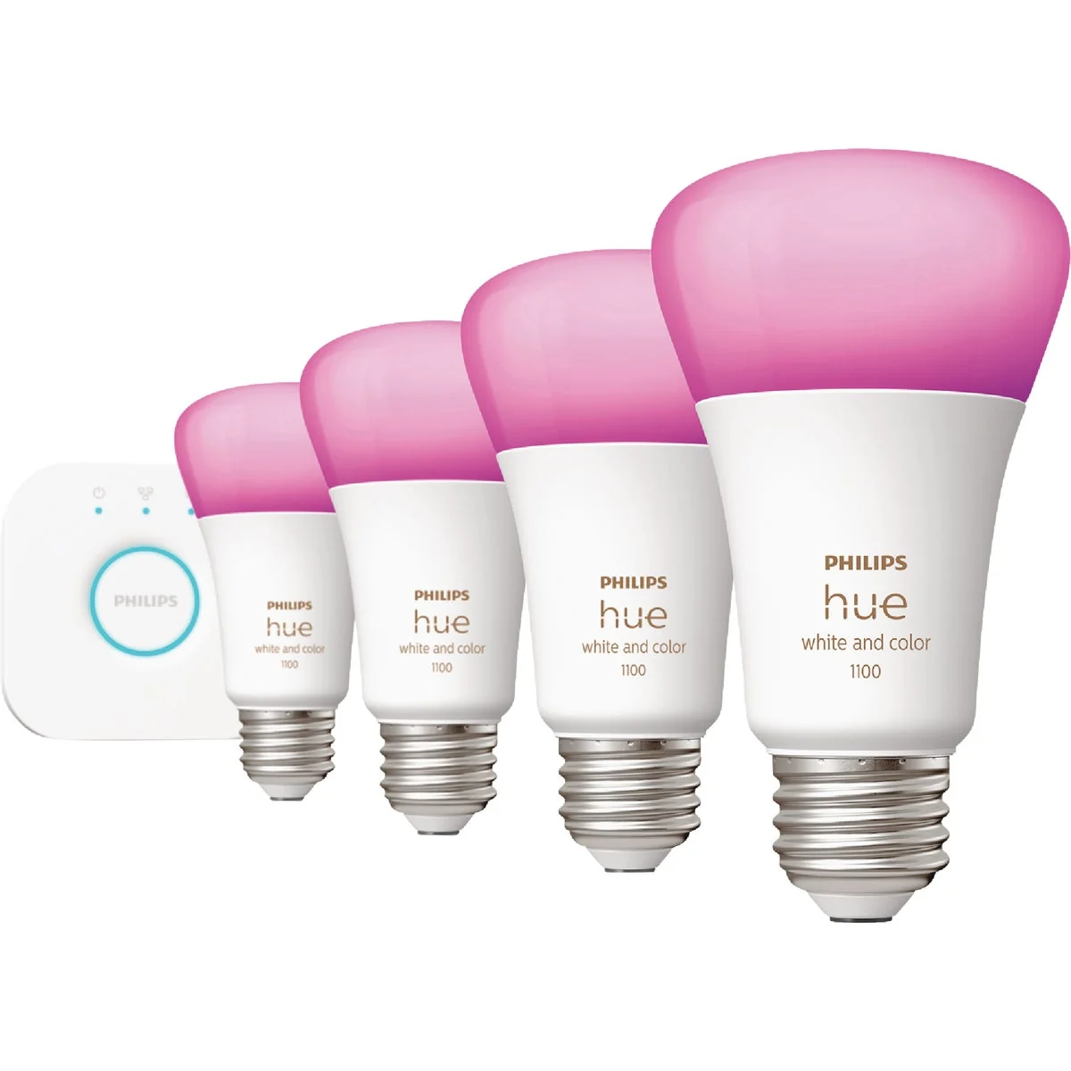 Optimized Philips Hue 4-Bulb 75W Equivalent Warm White Color Ambiance A19 Medi Fast