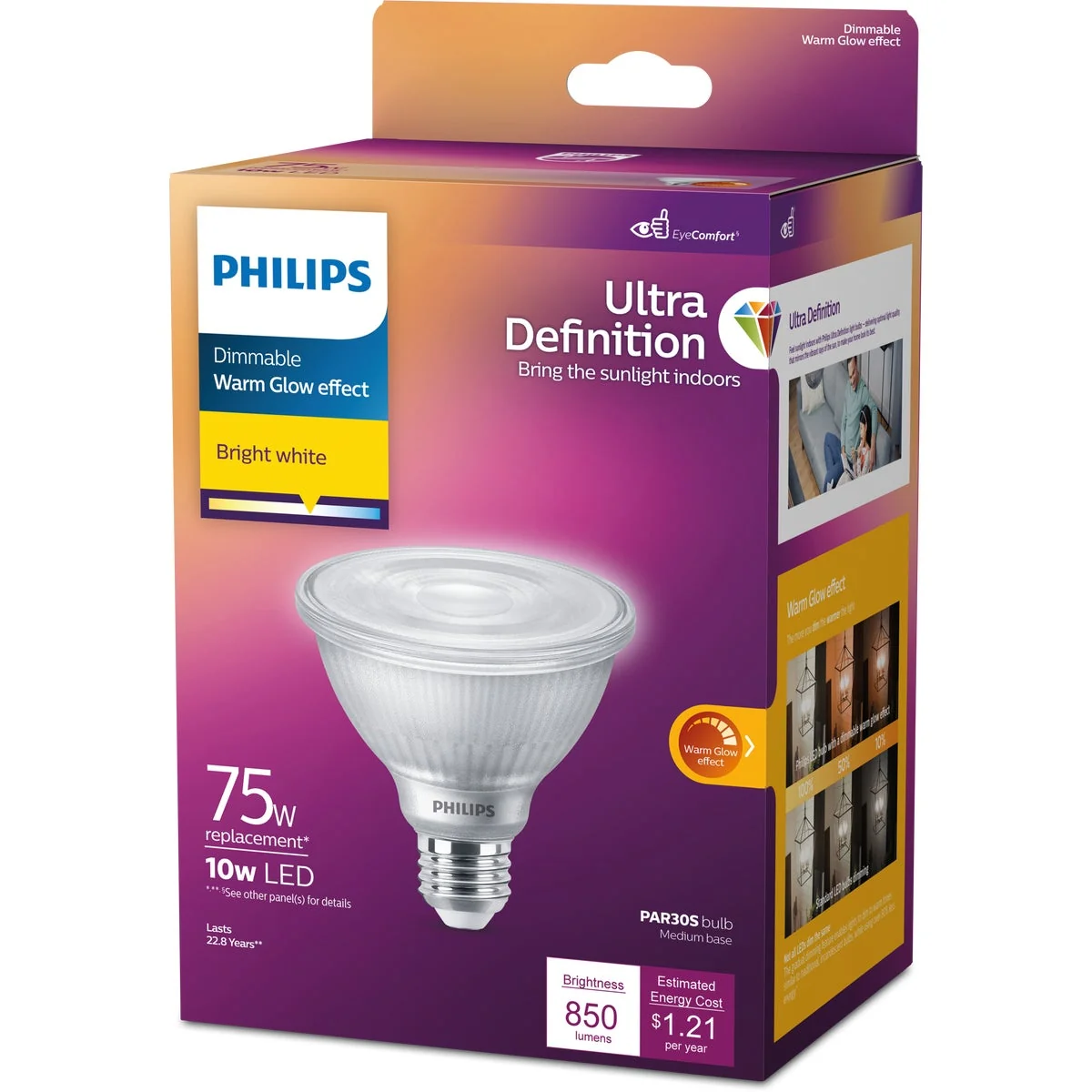 Superior Philips Ultra Definition 75W Equivalent Bright White PAR30S Medium Dimmable LED Floodlight Light Bulb Reliable