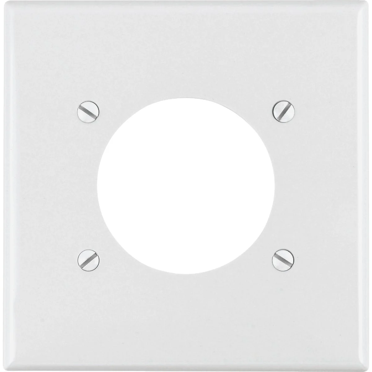 Stylish Leviton 2-Gang Thermoplastic Nylon Flush Mount 2.15 In. Dia. Device Receptacle Wallplate White Smooth