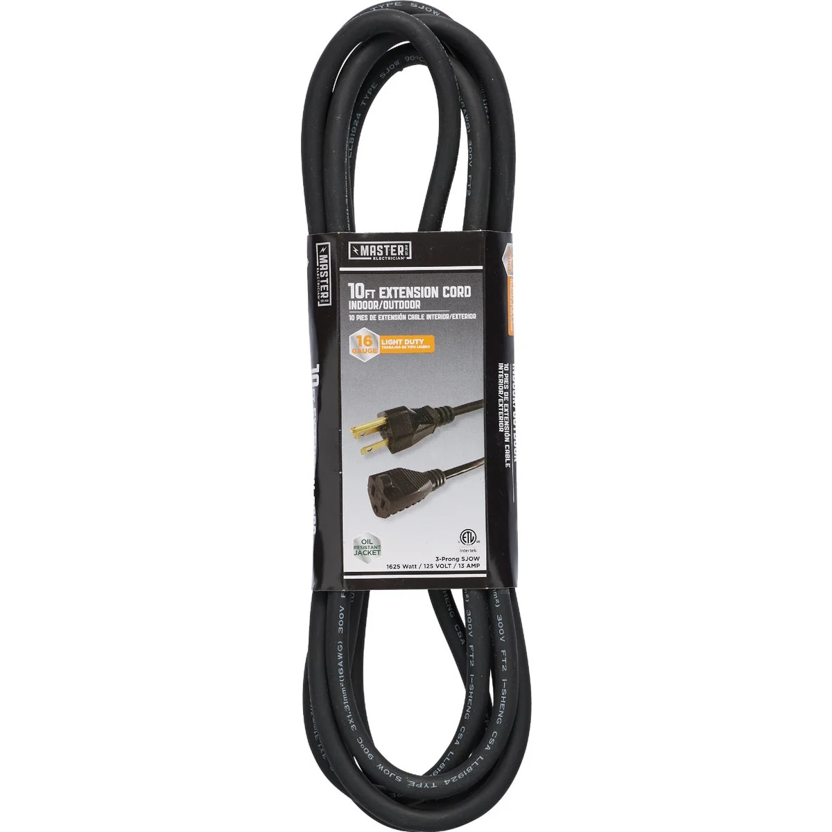 Fine Crafted Master Electrician 10 Ft. 16 3 SJOW Black Round Extension Cord Classic