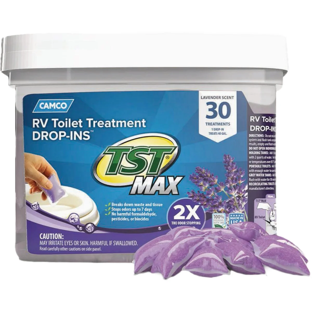 Expertly Made Camco TST MAX RV Toilet Treatment Drop-Ins Lavender 30-Ct. Dependable