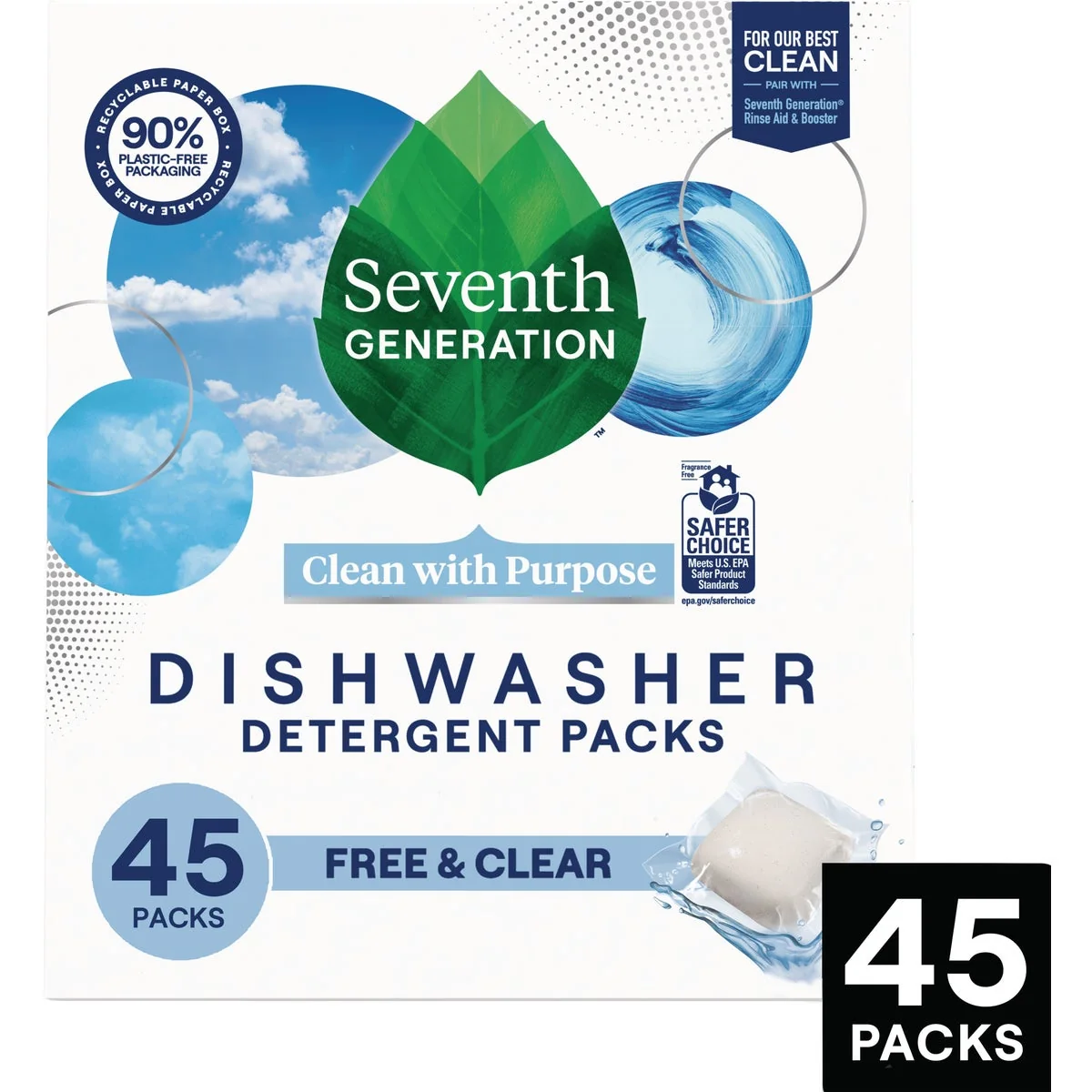 Stylish Seventh Generation Clear Dishwasher Detergent Packs 45 Count Classic