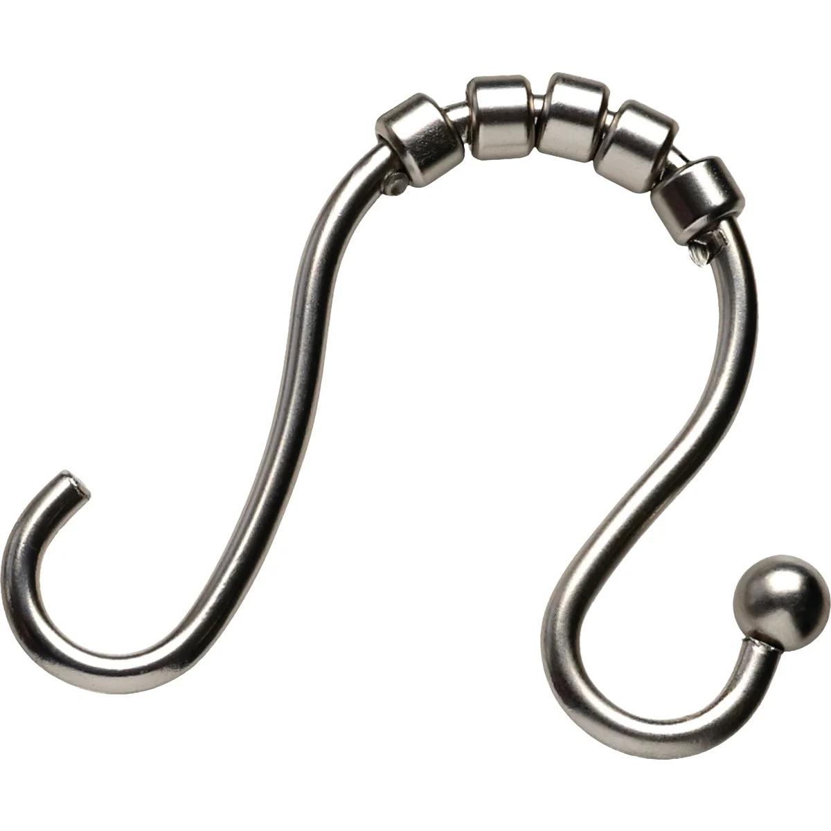 Soft Zenna Home Rustproof Nickel Double Roller Shower Curtain Hooks 12-Count Long-Lasting