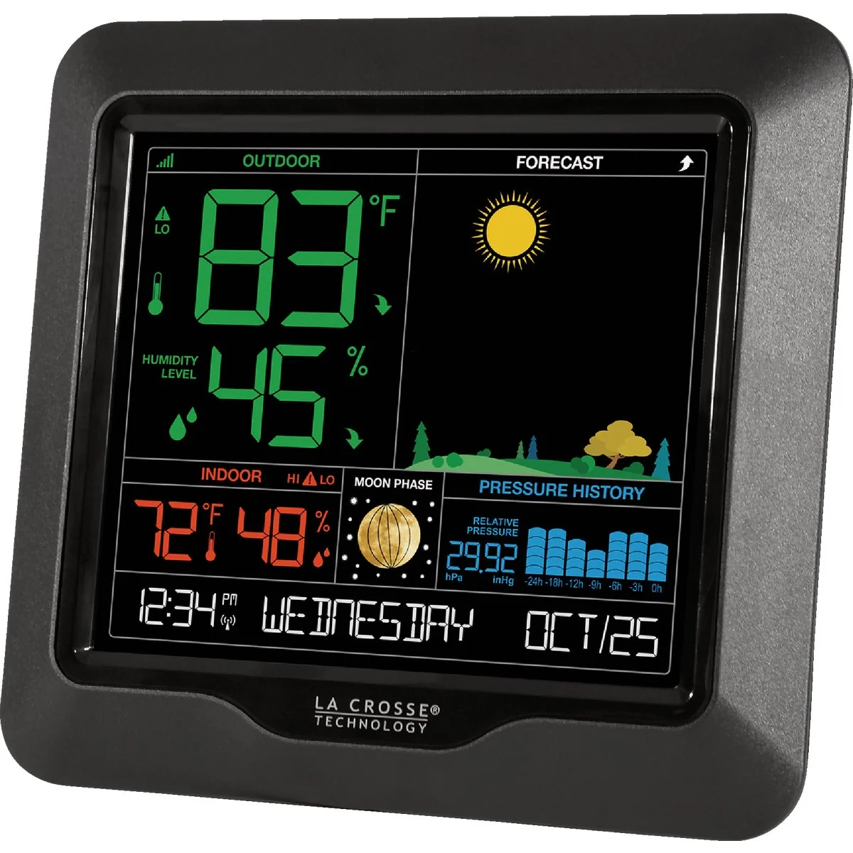 Enhanced La Crosse Technology Wireless Color Weather Station with Backlight Forecast Modern