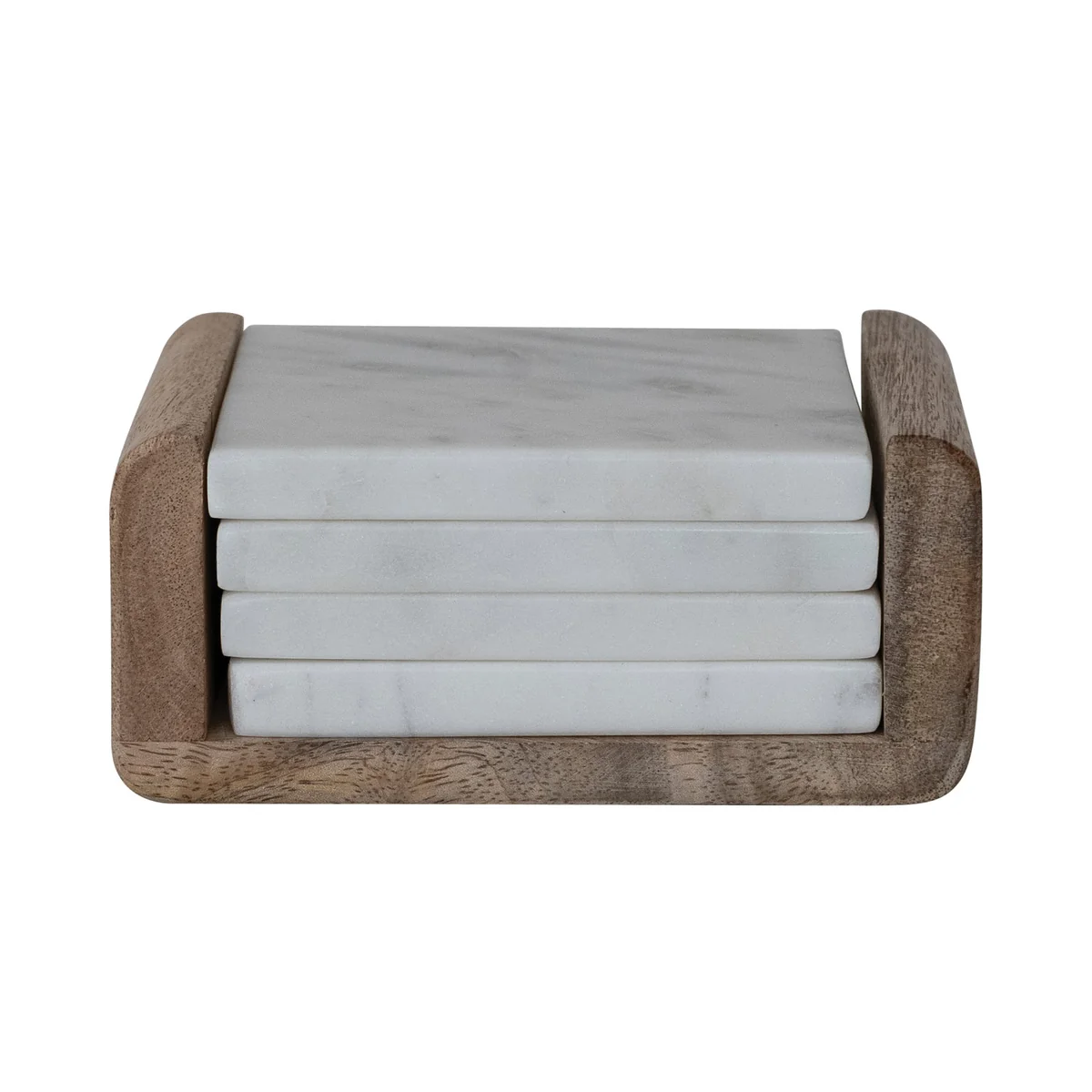 Enhanced Marble Coasters with Mango Wood Holder World-Class