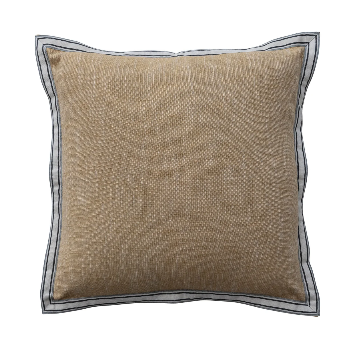 Luxury 18 Square Woven Cotton Pillow with Striped Flange Edge First-Class