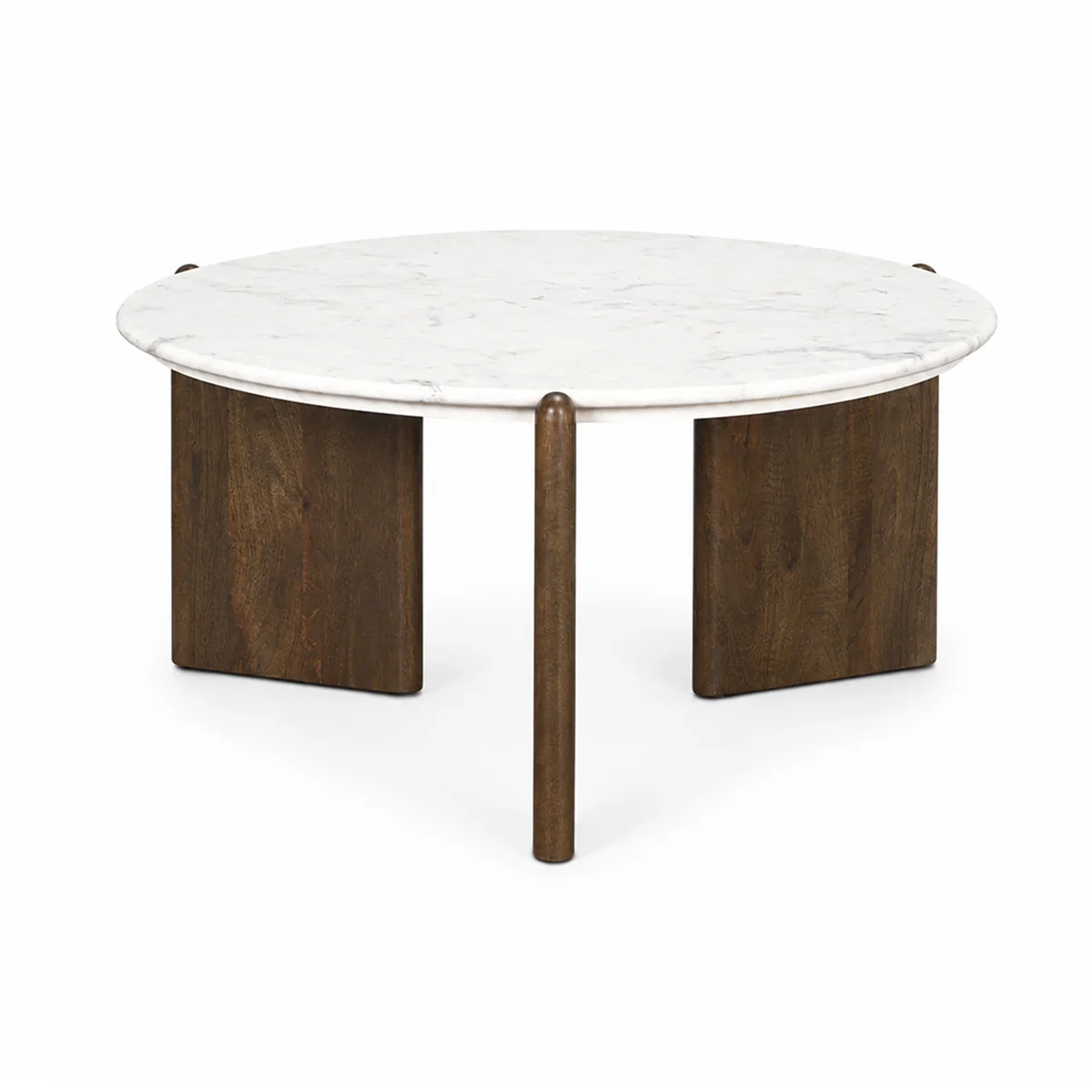 Trusted Rumer Dark Brown Wood w White Marble Coffee Table Dependable