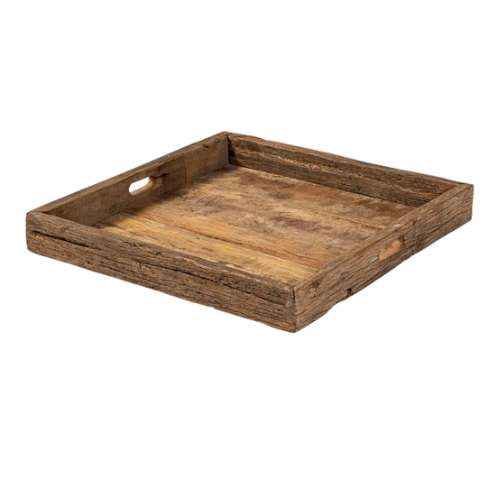 Reusable Carson Small 24L x 24W Brown Reclaimed Wood Tray Breathable