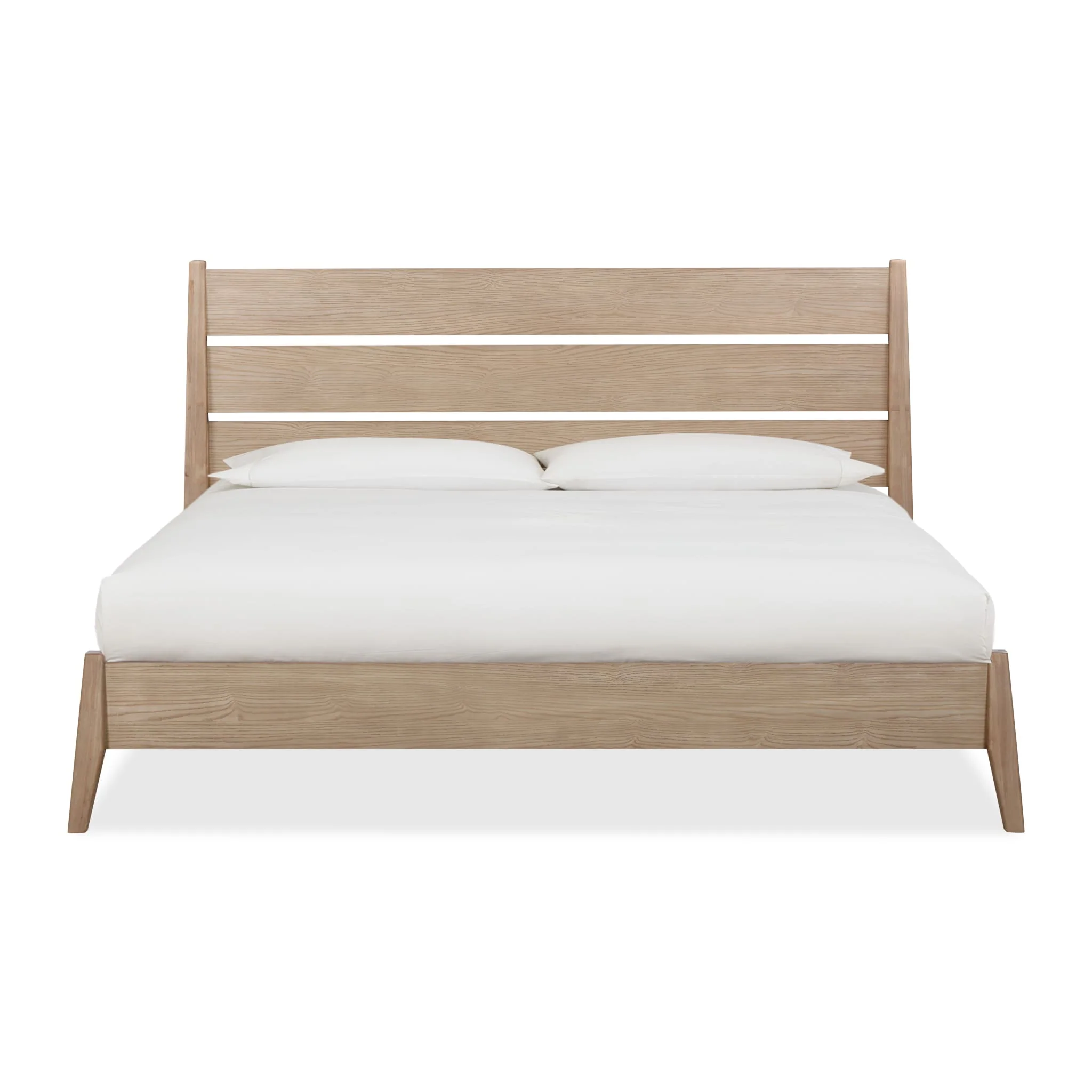 Reusable Nettie Slatted Ash Wood Platform Bed in Ginger High-Performance