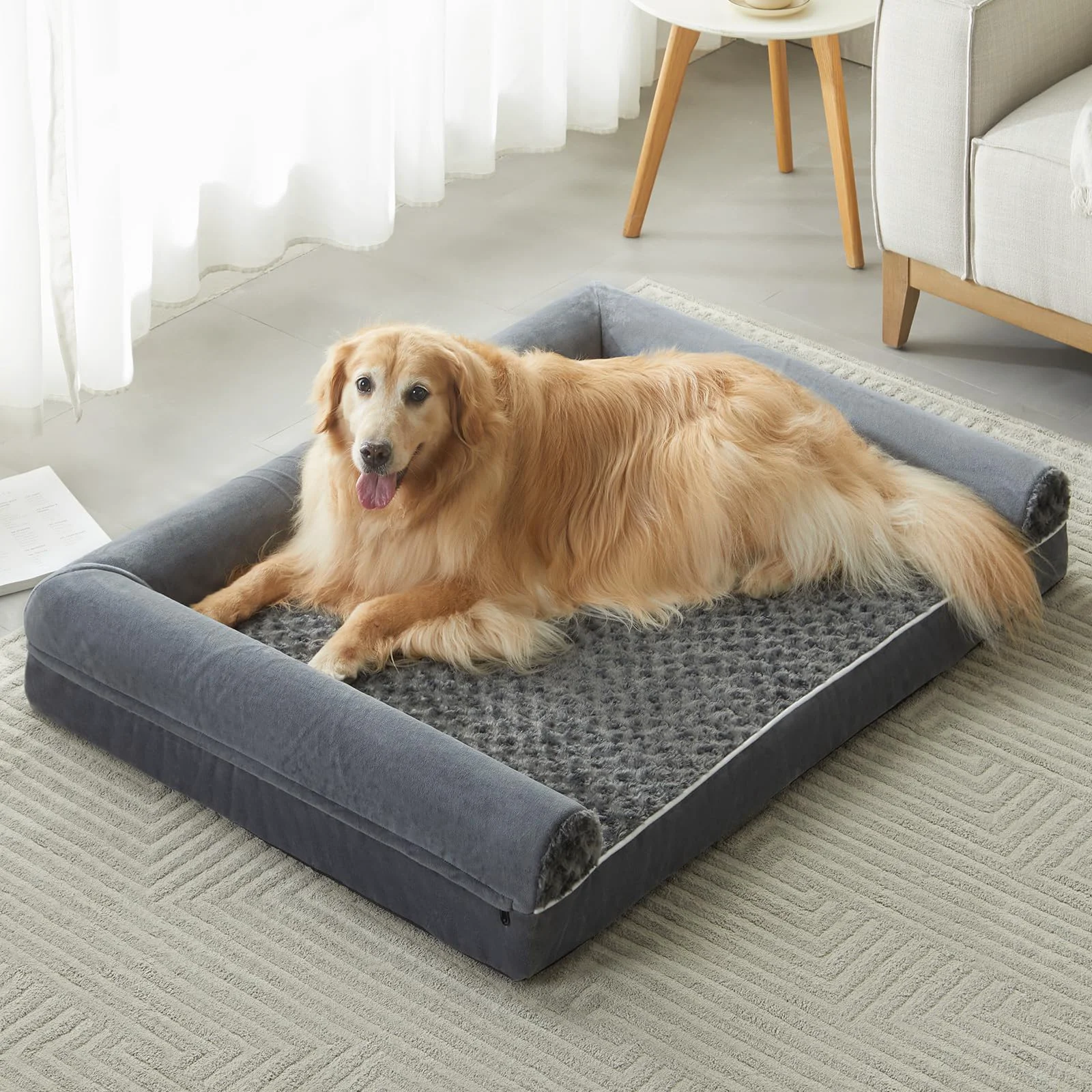 Refined BFPETHOME Orthopedic Dog Bed for Large Dogs — Waterproof Removable Cover 48 x 35 x 7 Authentic