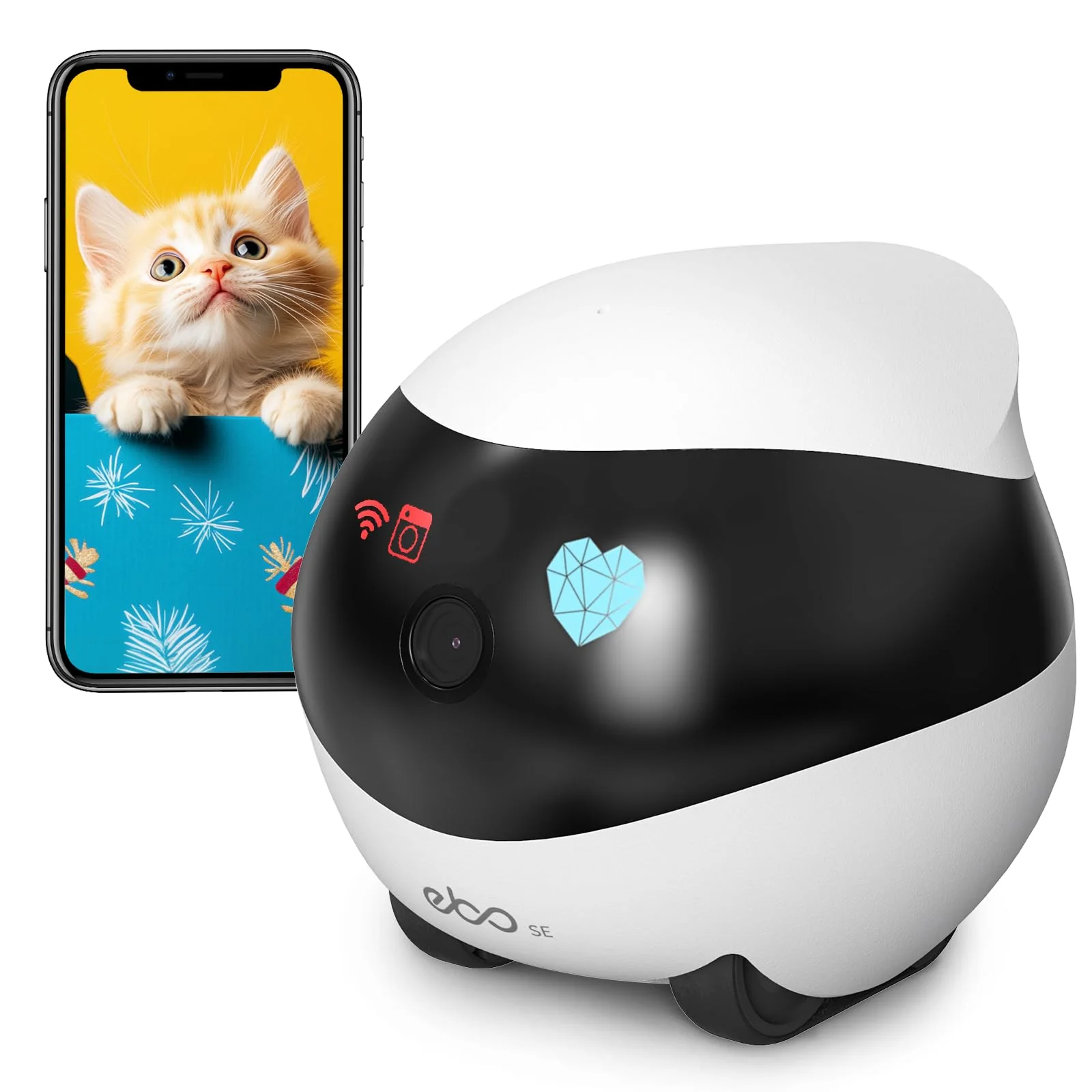 Luxury Enabot EBO SE FamilyBot 360° 1080P Pet Camera Robot with Auto-Recharge App Control Smart