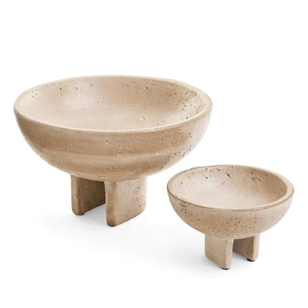Pure BOWL SMALL PEDESTAL CEMENT TRAVERTINE LOOK BEIGE First-Class