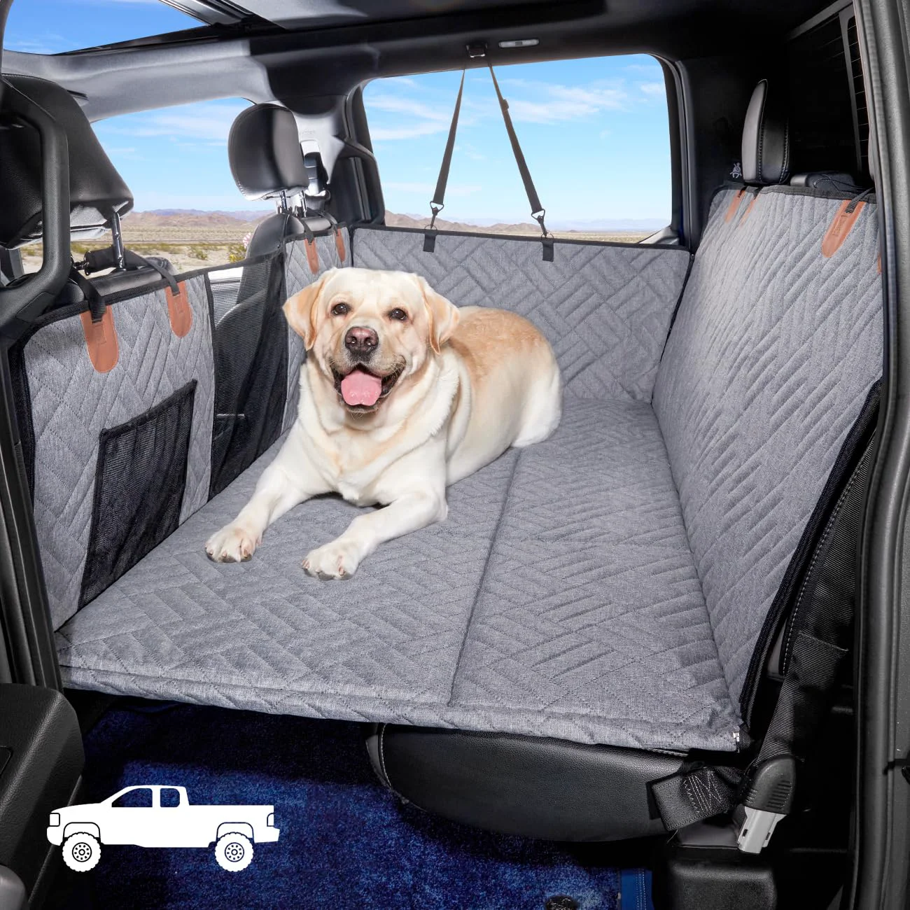 Flexible YJGF Dog Back Seat Extender for Trucks Waterproof Hard-Bottom Hammock Seat Cover F-150 RAM 1500 Silverado Gray Convenient