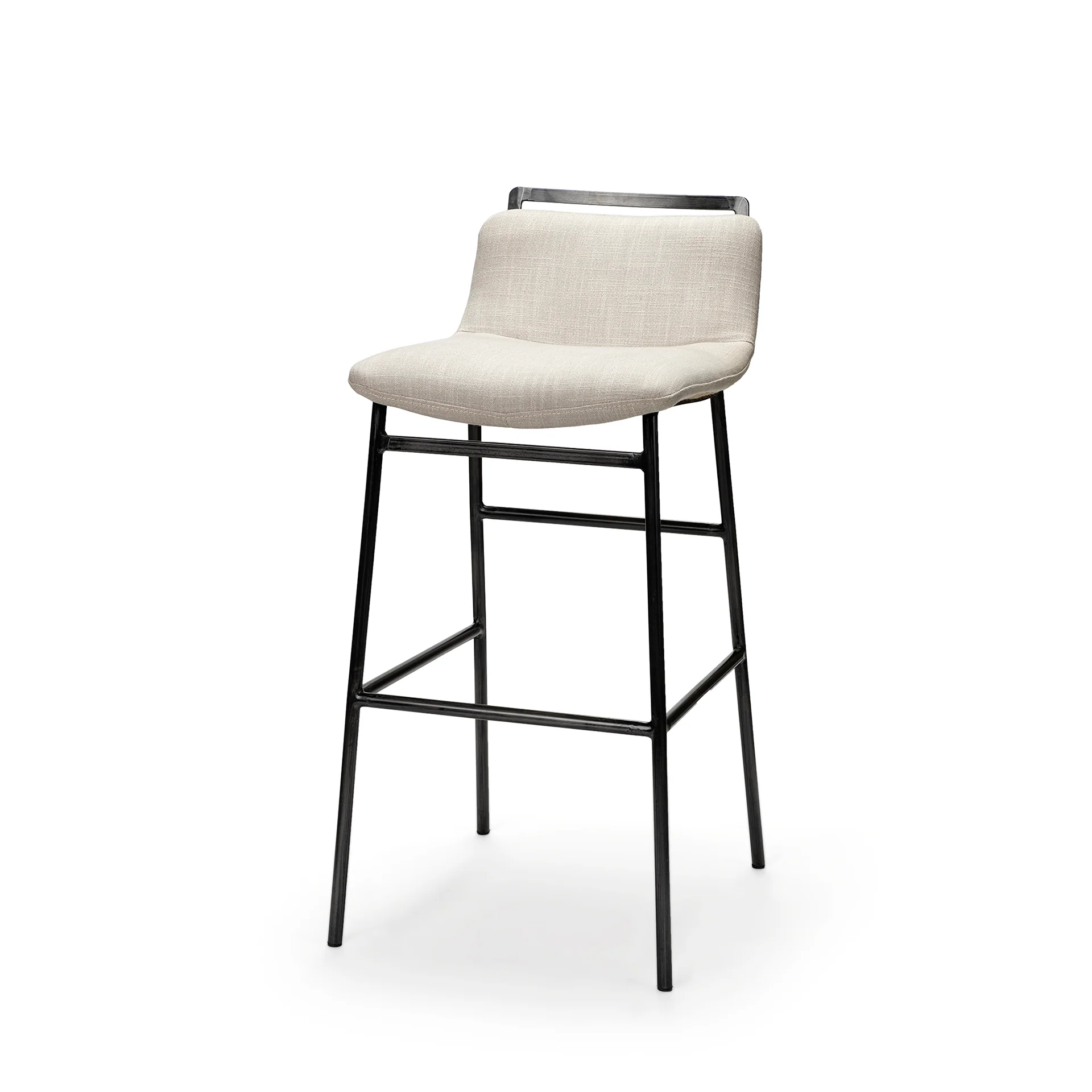 Fine Crafted Kavalan 33.5 Total Height Beige Upholstered Seat Gray Metal Frame Counter Stool Contemporary