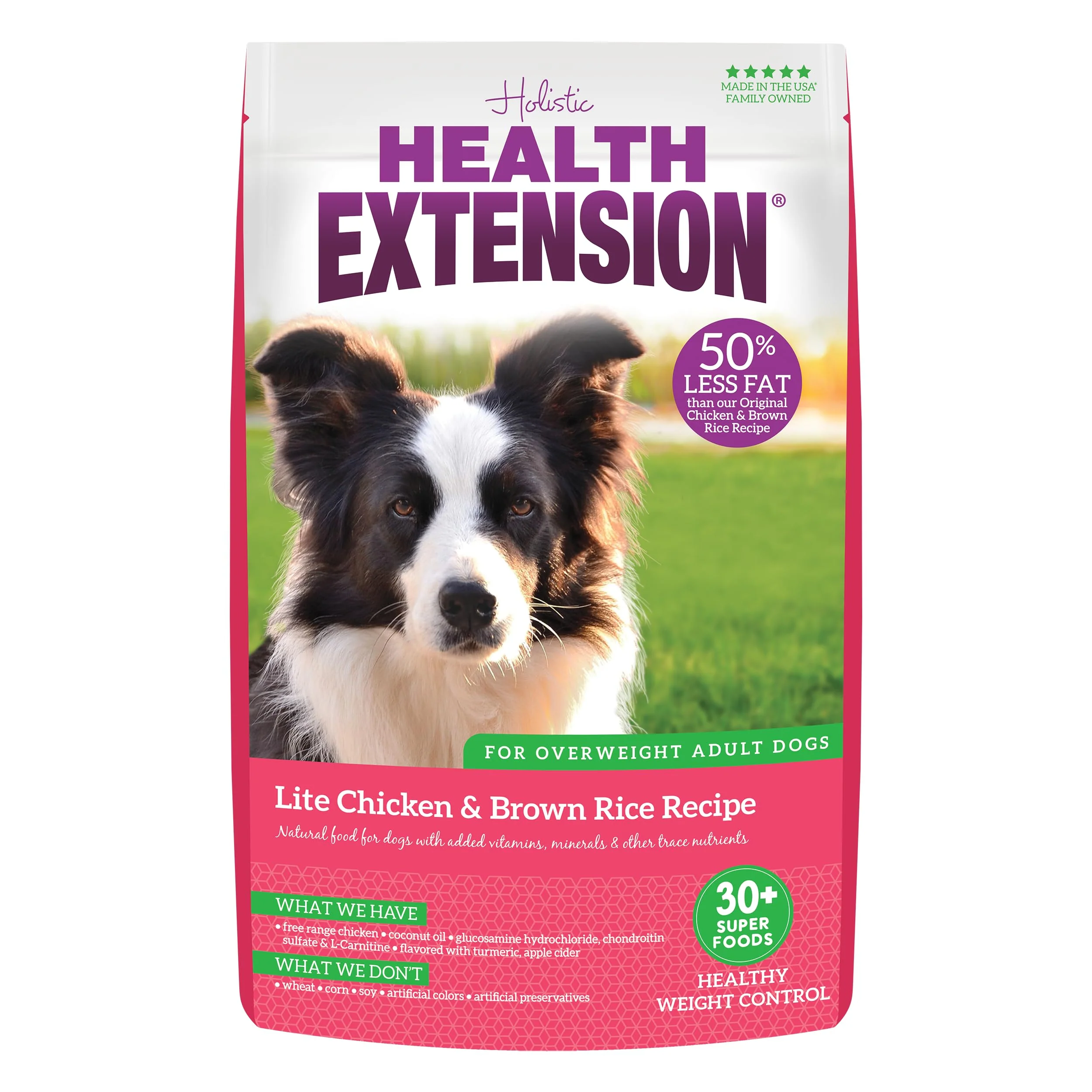 High-Performance Health Extension Lite Chicken Brown Rice Dry Dog Food – Low Fat Formula with Probiotics Superfoods 15lb Trendy