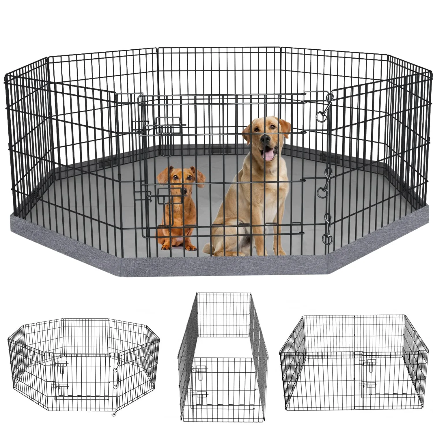Responsible PETIME Foldable 8-Panel Dog Exercise Pen 24W x 36H with Bottom Pad – Indoor Outdoor Flexible