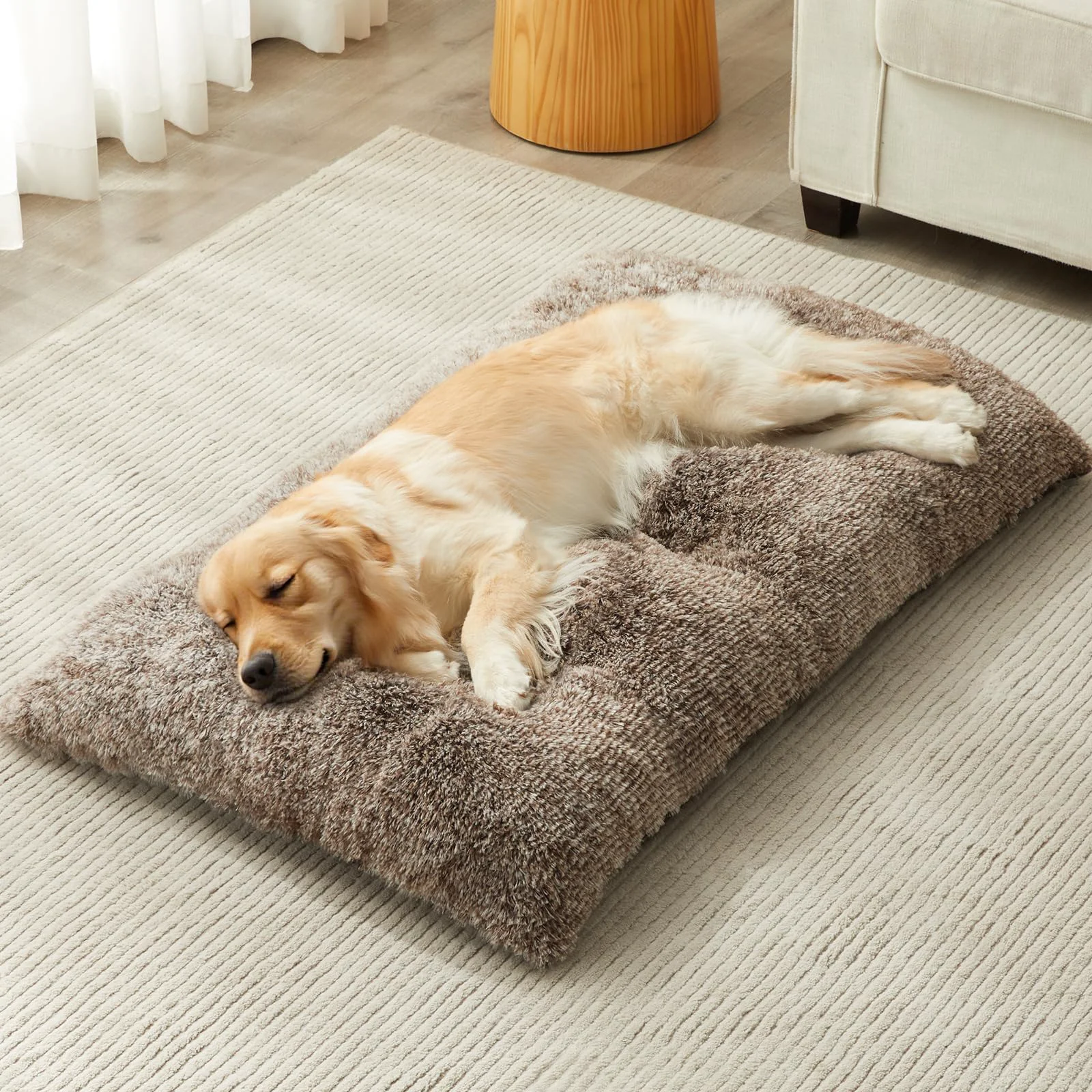 Proven BFPETHOME Large Dog Bed – Plush Crate Bed with Anti-Slip Bottom Washable Kennel Pad for Large Dogs up to 100 lb Khaki Advanced
